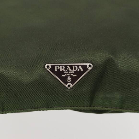 PRADA Shoulder Bag Nylon Khaki Dark Brown Silver - Picture 14 of 16